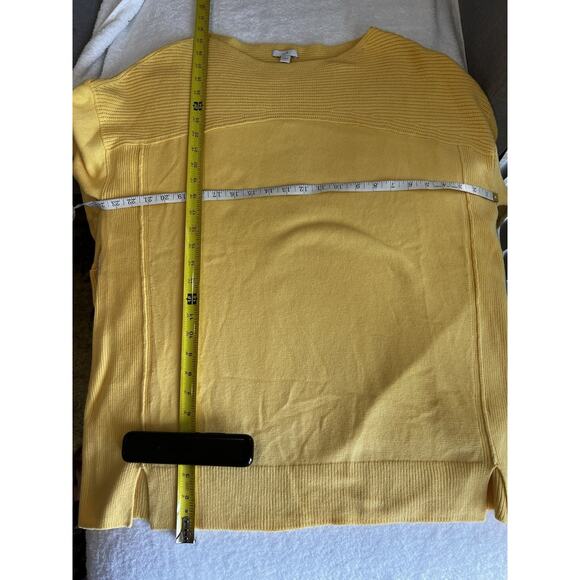 J. Jill Sweater L Mustard Yellow striped Ribbed Pullover boat Neck Long Sleeve - Picture 8 of 8